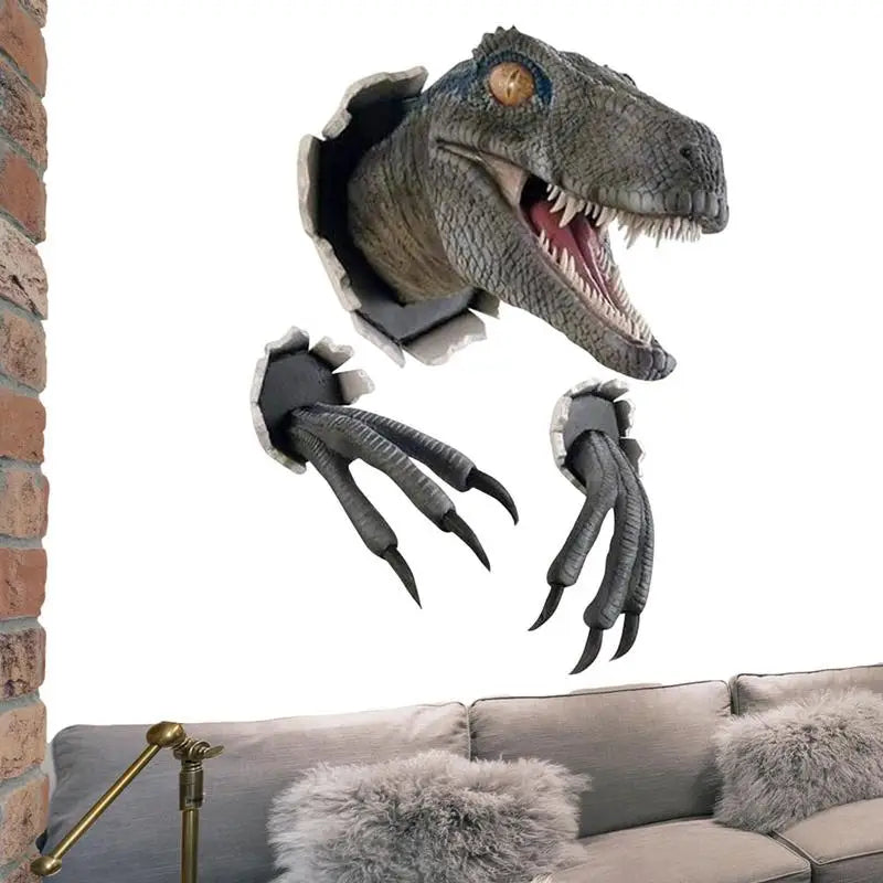 3D Bursting Dinosaur Head with Claws Wall Mounted Sculpture