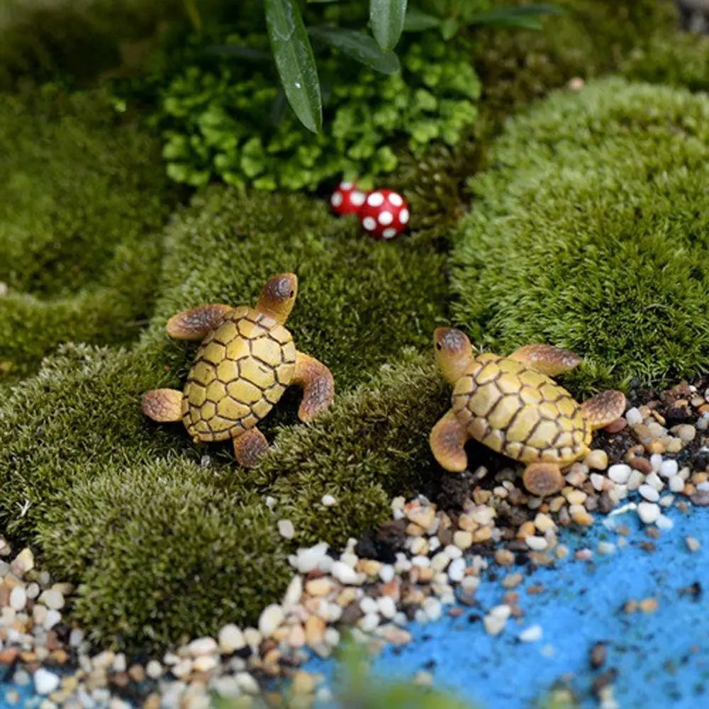 2Pcs Resin Mini Sea Turtle Figurines