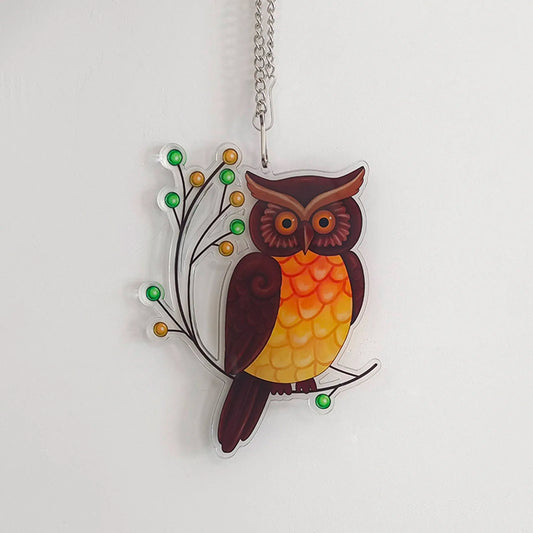 2d Stained Owl/ Birds Window Hangings       Suncatcher Acrylic Pendant Colorful Ornament Crafts Hanging Home Decorations