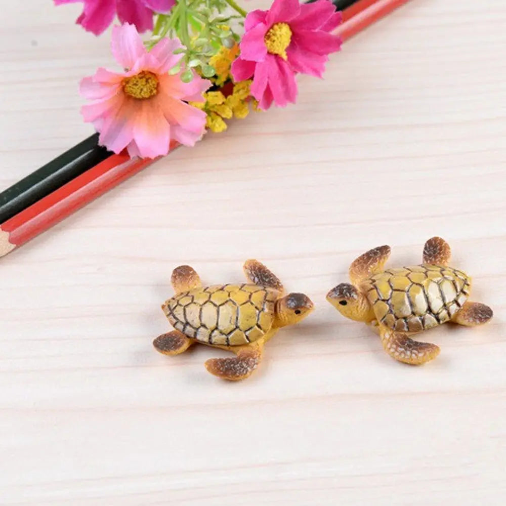 2Pcs Resin Mini Sea Turtle Figurines