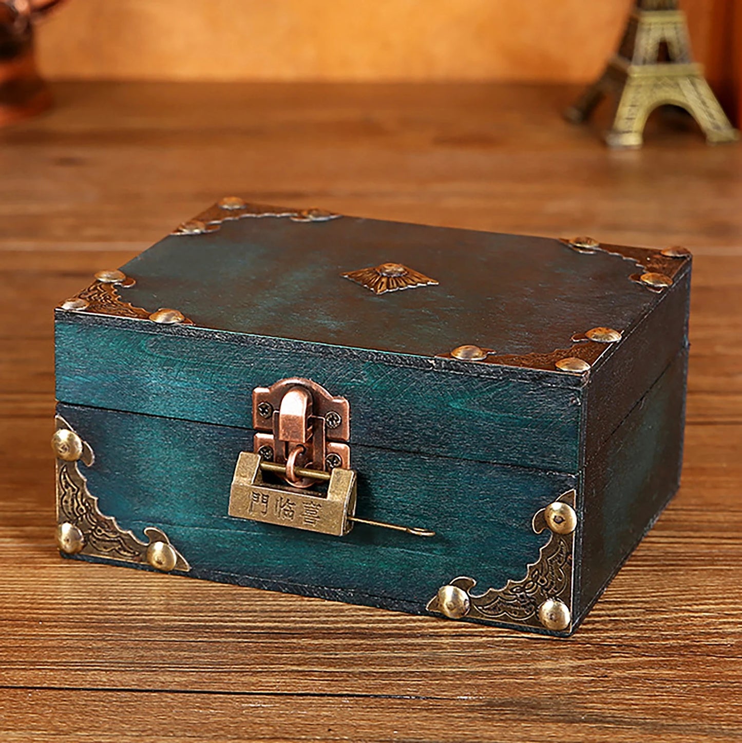 Vintage Jewelry Storage Box with Unique Chinese Style Locks