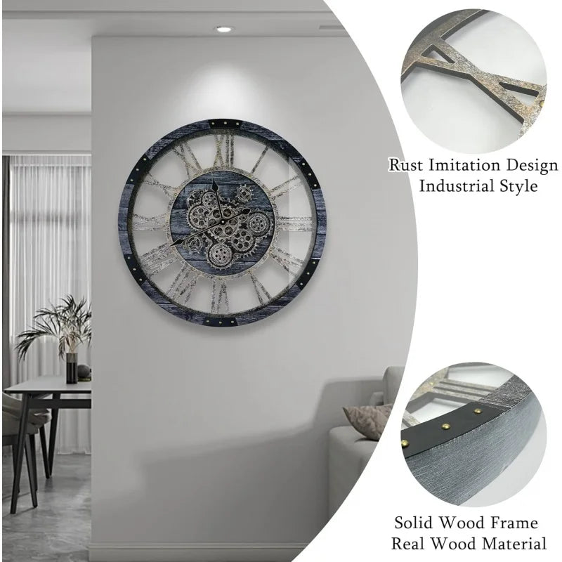 36 inch moving gear wall clock