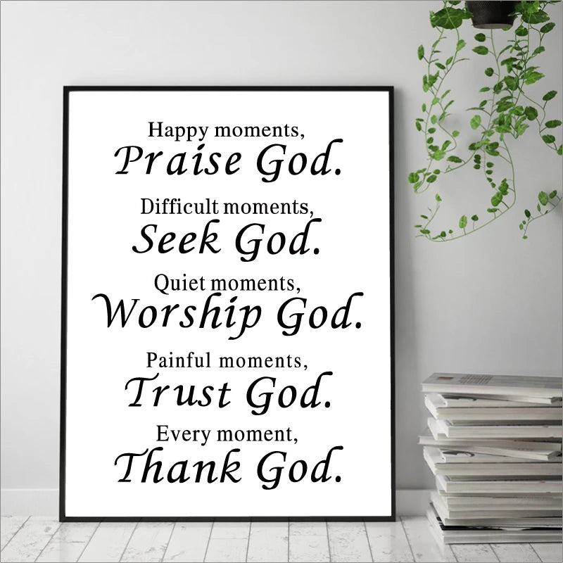 Every Moment Thank God Bible Verse Canvas Painting Posters