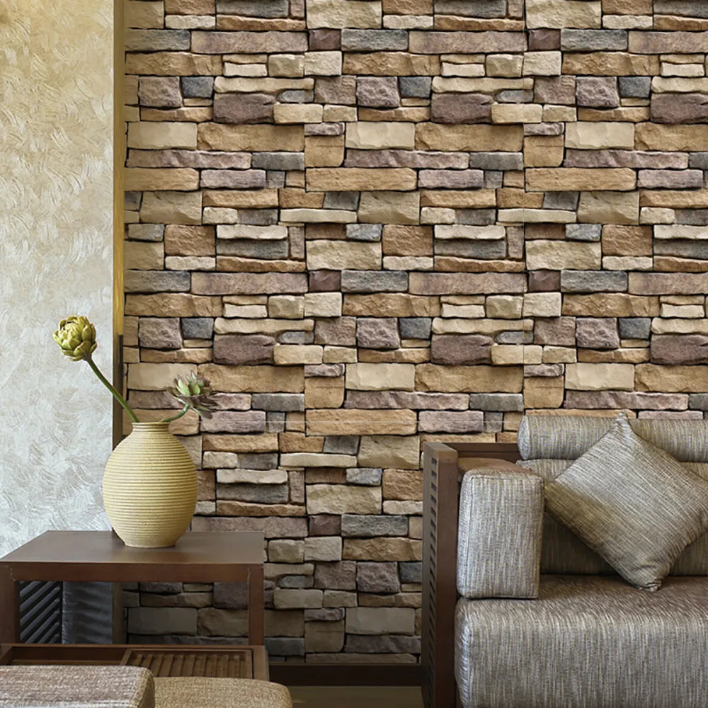 Home Stone Sticker Rustic Wall Paper